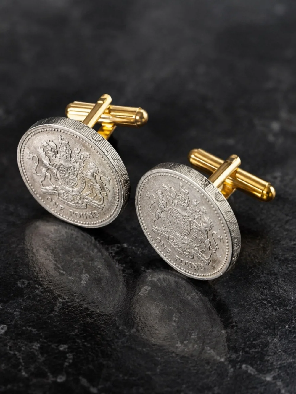 Genuine UK coin design cufflinks with the Royal Arms Lion & Unicorn crest